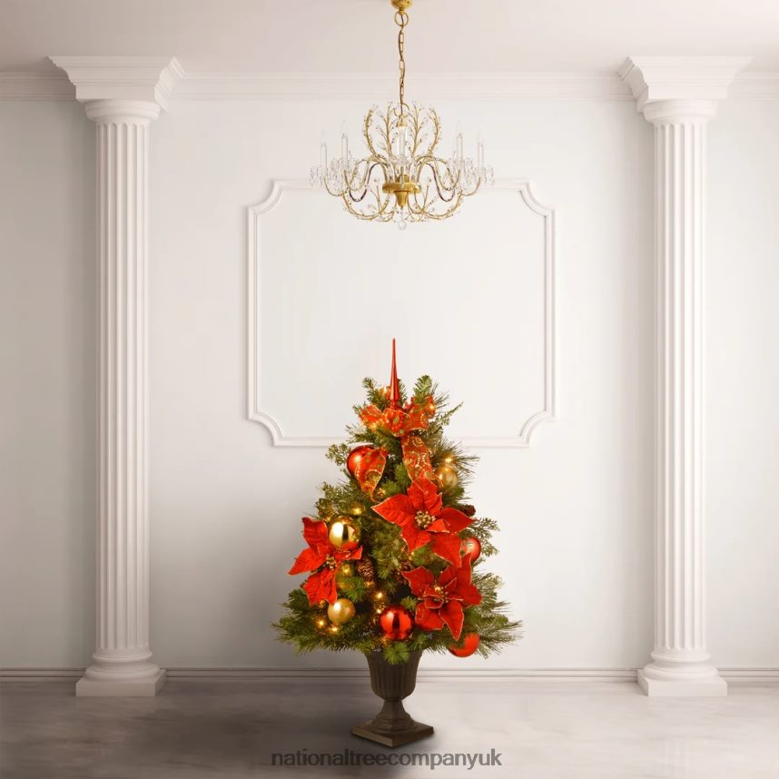 Trees | National Tree Company Pre-Lit Artificial Christmas Tree Elegance Green White Lights Includes Pot Base 3 Feet F2L4F74